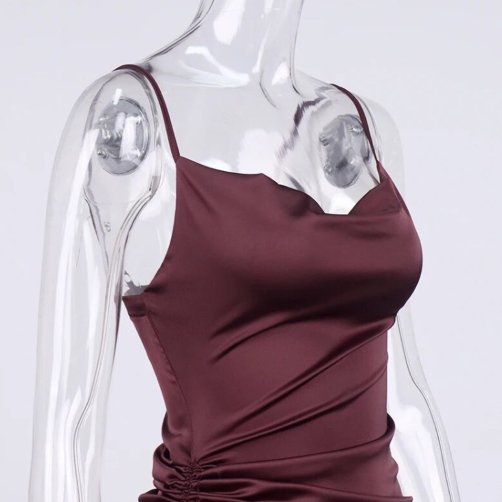 Satin Drawstring Dress NEW - Picture 4 of 8